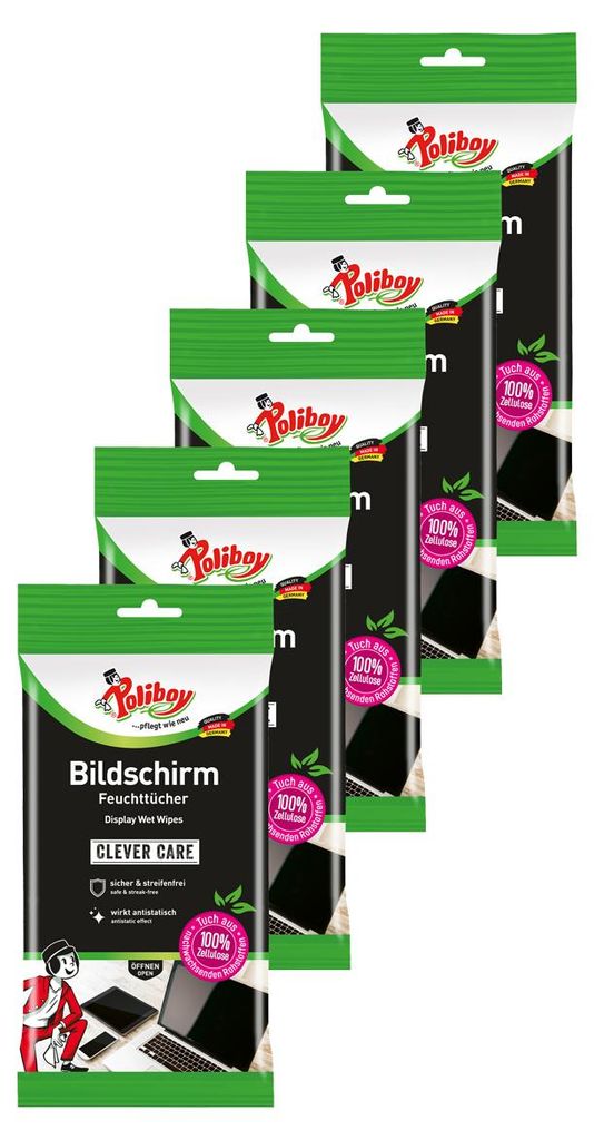 Poliboy Reinigungstücher Bildschirm 5er Set - Inhalt 75 Produktbild 