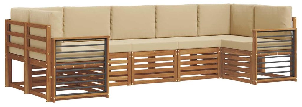 vidaXL Ecksofa Set mit Kissen 7 pcs Natur und Beige