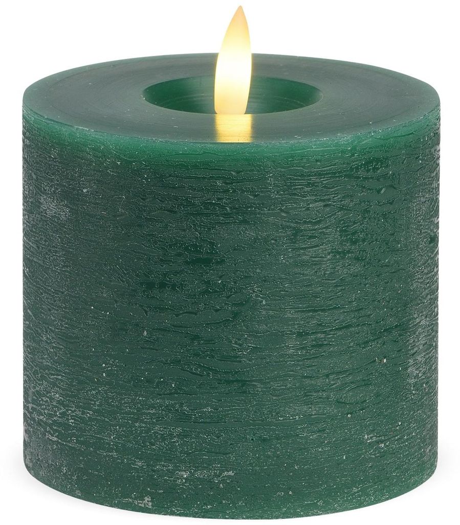 Bougie LED en cire véritable vacillante, 10x9 cm, vert Image du produit 