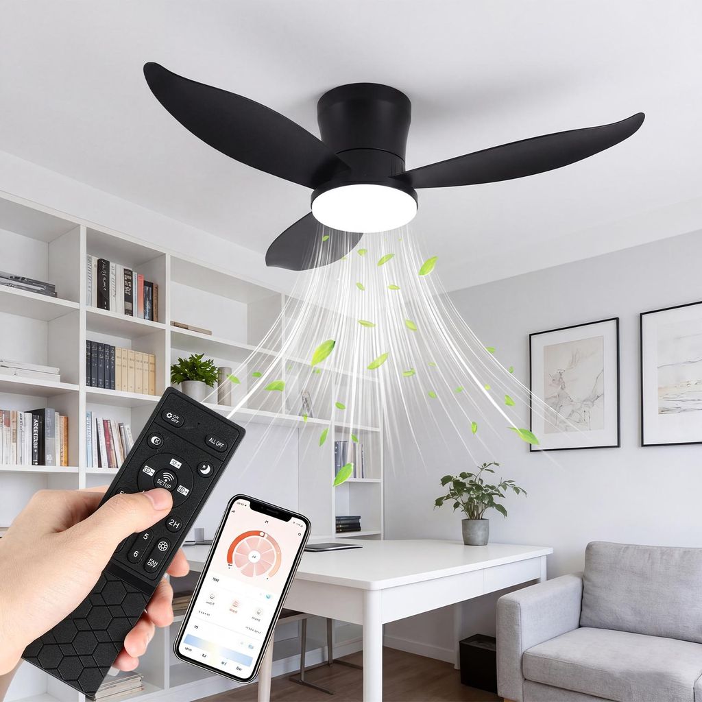 60W 3 Flügeln Deckenventilator mit Beleuchtung, LED Produktbild 