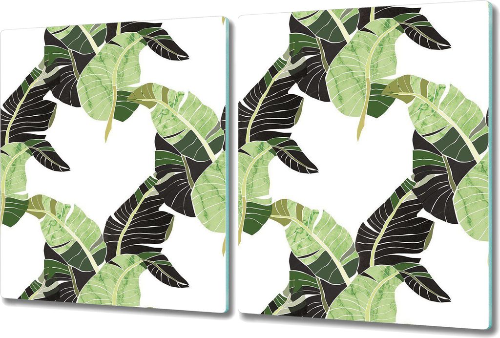 Glas Schneidebrett Herdabdeckplatten Schneideplatten - 2x 40x52 cm - Tropische Blumen