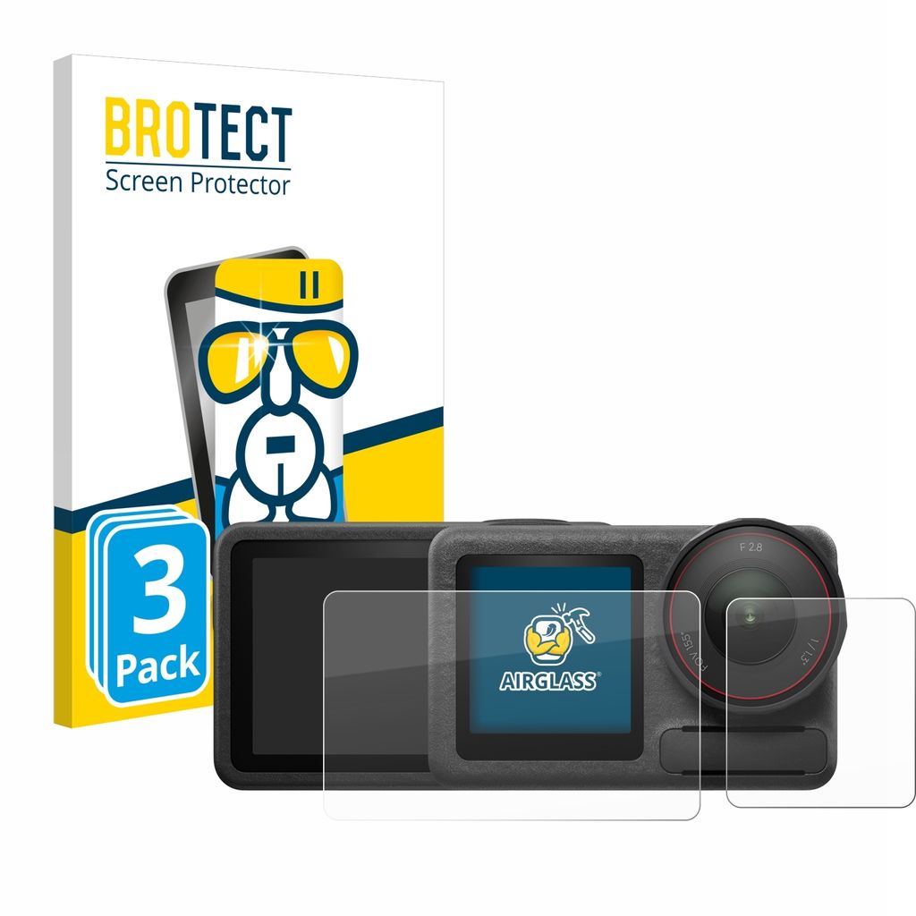 3x BROTECT Schutzglas für DJI Osmo Action 5 Pro (case-friendly) Schutzfolie Panzer Folie Glas Display Schutz klar