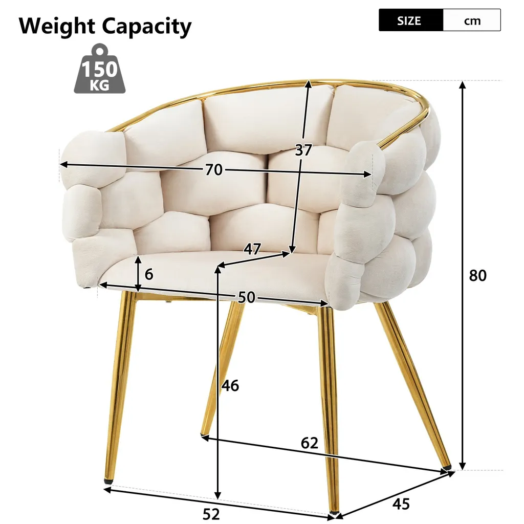 Chaise Fortuna Lai en velours beige avec pieds métal et accoudoirs - 7