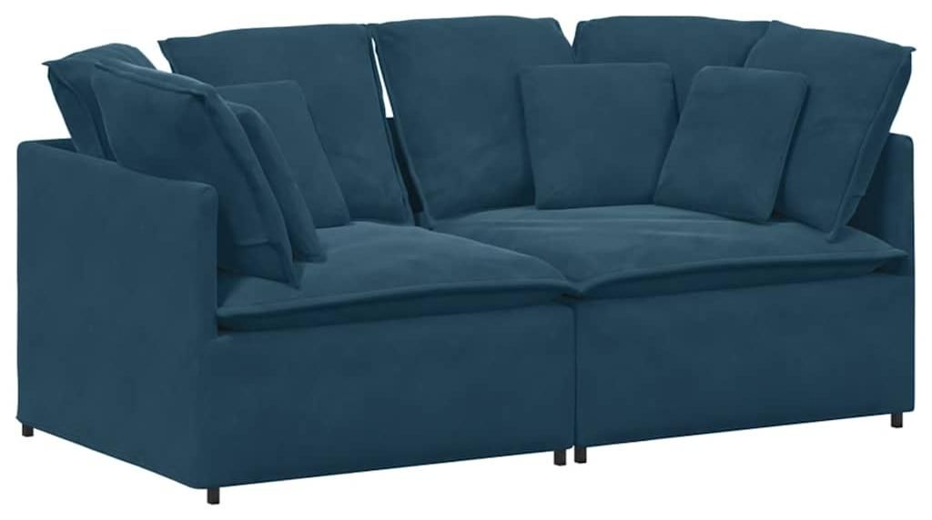 vidaXL Modulares Sofa mit Kissen Samt Blau