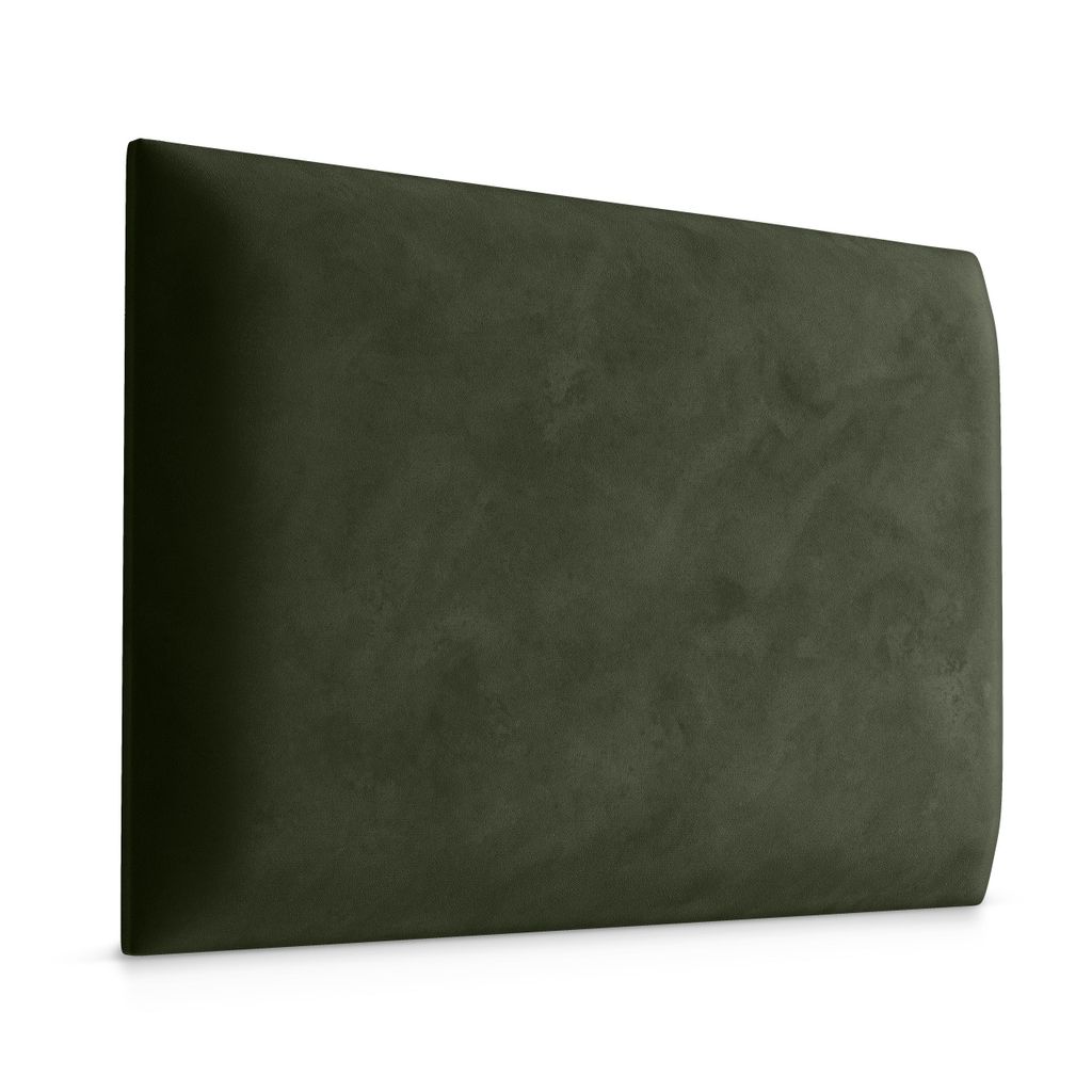 A dark green upholstered headboard panel against a white background.