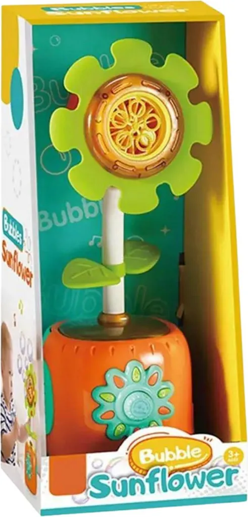 Machine à bulles fleur avec LED multicolores et mélodies intégrées