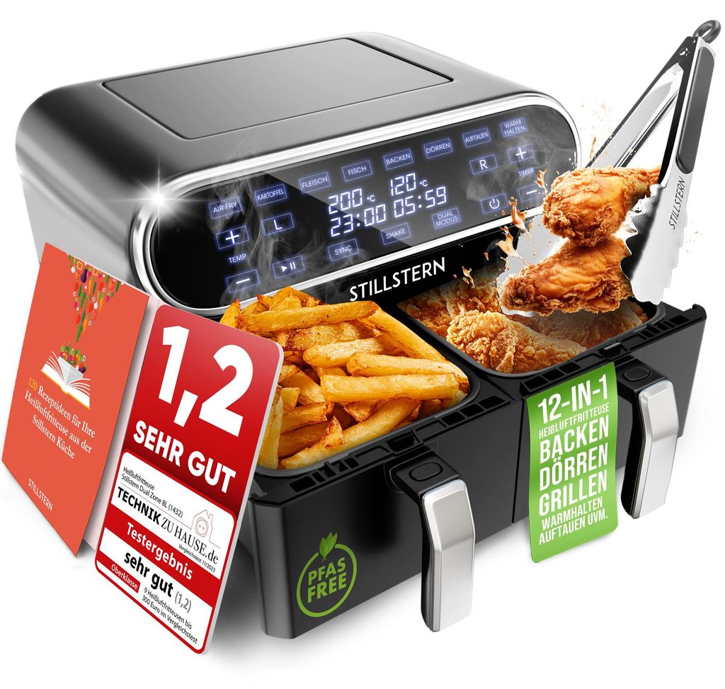 Stillstern Dual Zone Heißluftfritteuse 8L (für 1-8 Pers), Produktbild 