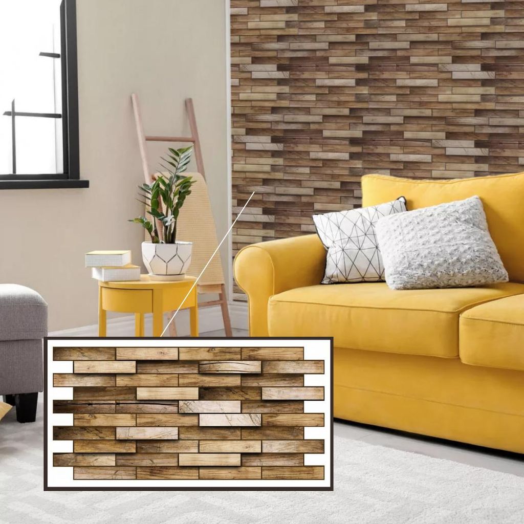 3D-Wandpaneele PVC | Holzoptik | Nuss - 10 Platten - 5 m² | Für Wohnzimmer, Küche & Bad | Einfache DIY-Montage