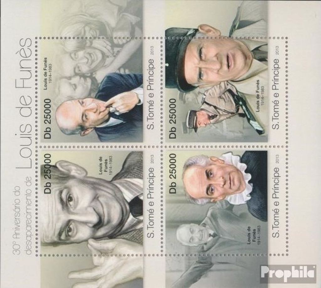 Briefmarken Sao Tome e Principe 2013 Mi 5031-5034 Kleinbogen (kompl. Ausgabe) postfrisch Luis de Funes