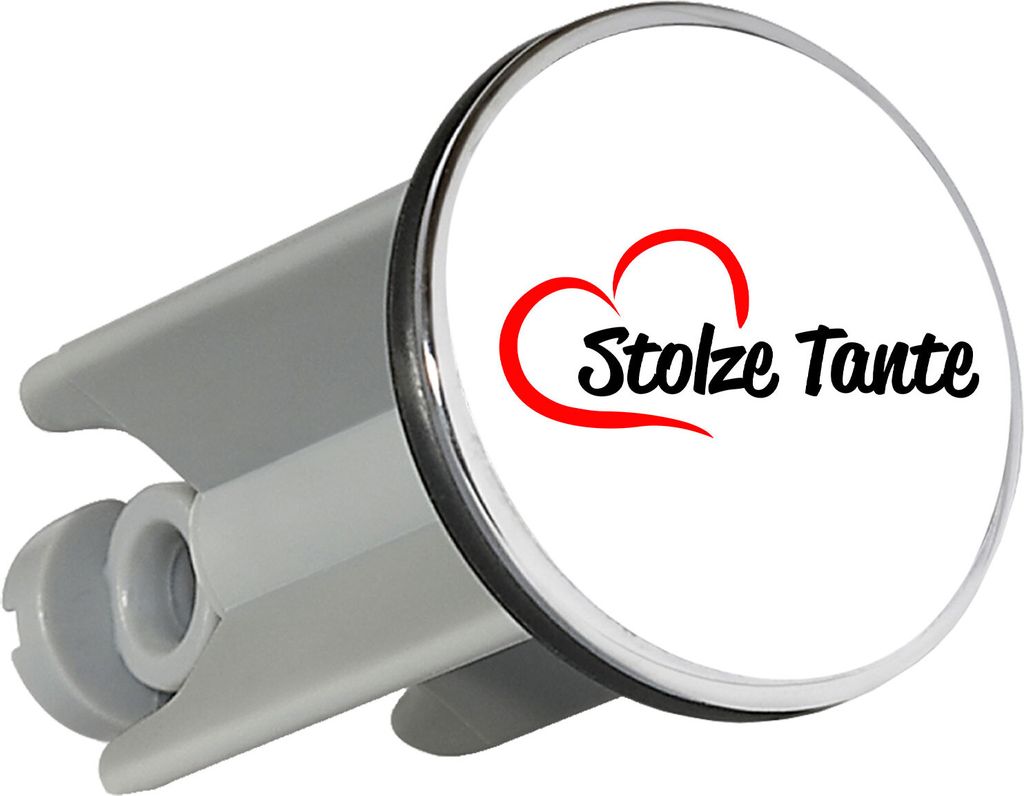 Huuraa Waschbeckenstöpsel Stolze Tante Herz 4cm höhenverstellbar Abflussstopfen Geschenkidee