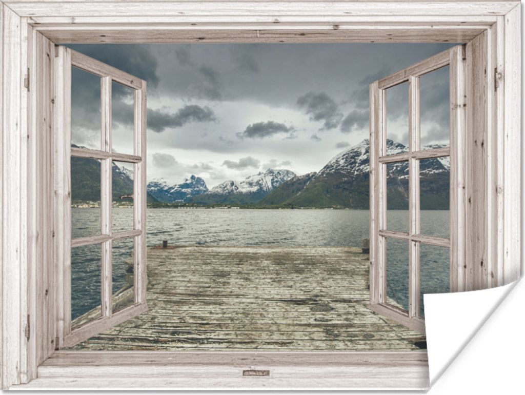 MuchoWow Poster Aussicht - Berg - Gerüst 80x60 cm - Kunst für zu Hause