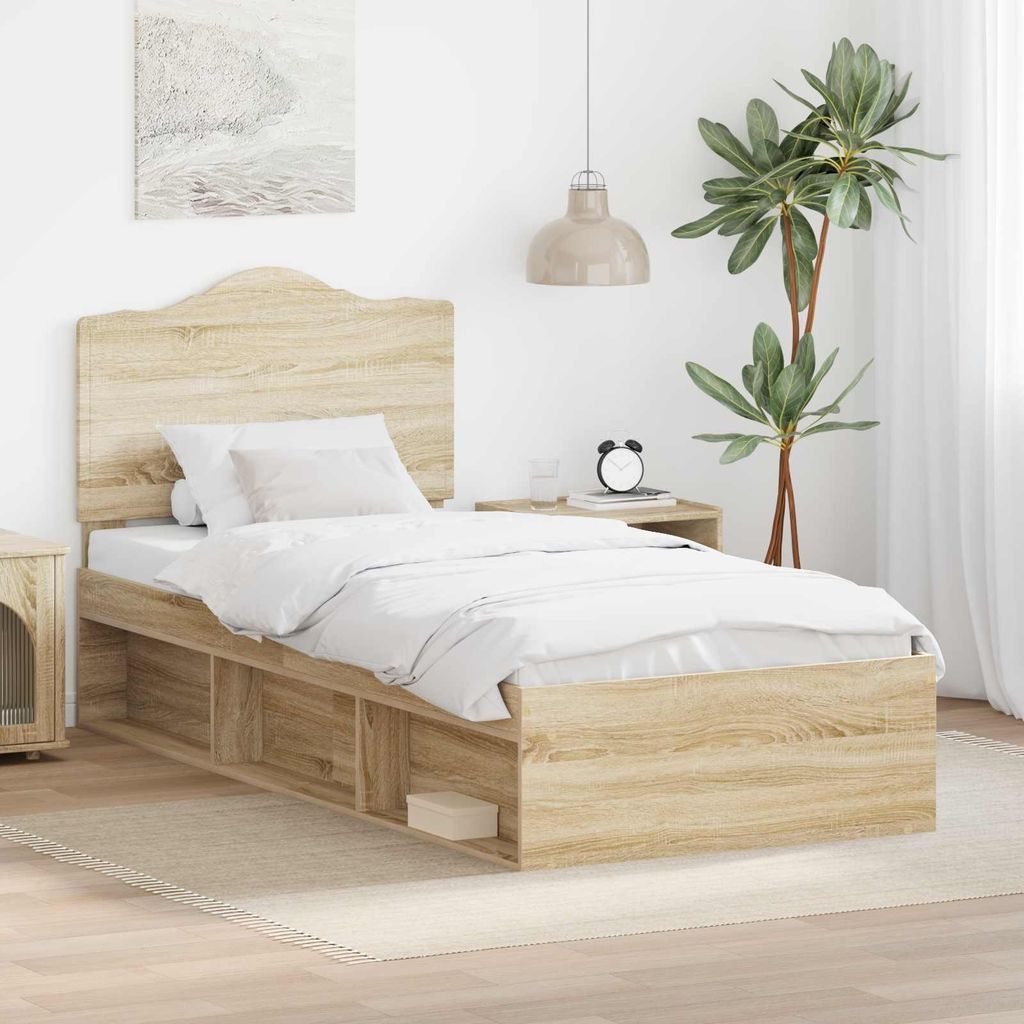 Maison Exclusive - Bettrahmen mit Kopfteil Sonoma 90 x 190 cm Massives Kiefernholz