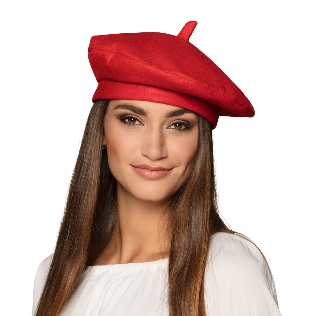 Barett Frankreich Rot Französische Baskenmütze für Damen & Produktbild 