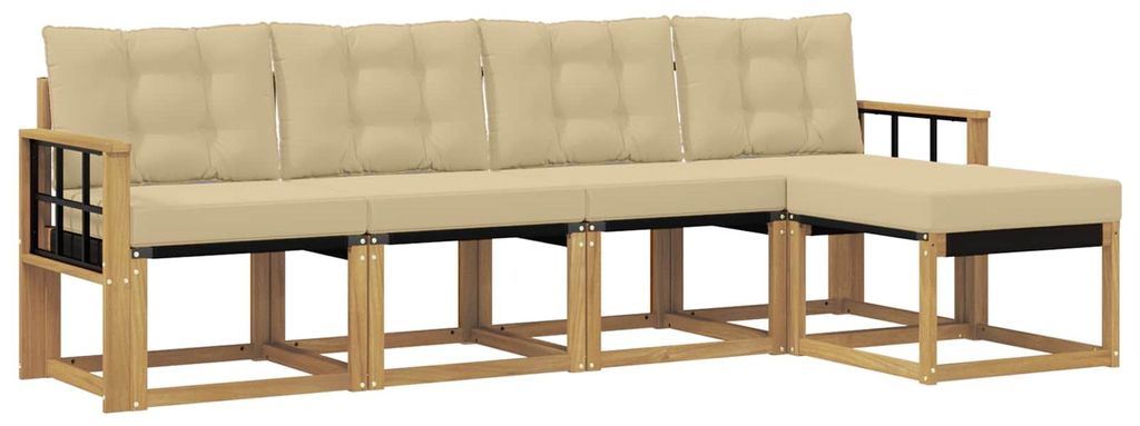 vidaXL Outdoor-Sofagarnitur mit Kissen 5 pcs Weiß und Beige