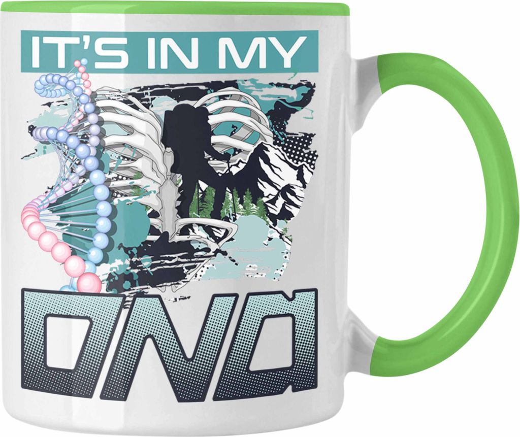 Trendation - Wandern Tasse Geschenk für Wander-Liebhaber Spruch It's In My DNA Geschenkidee Lustig (Grün)