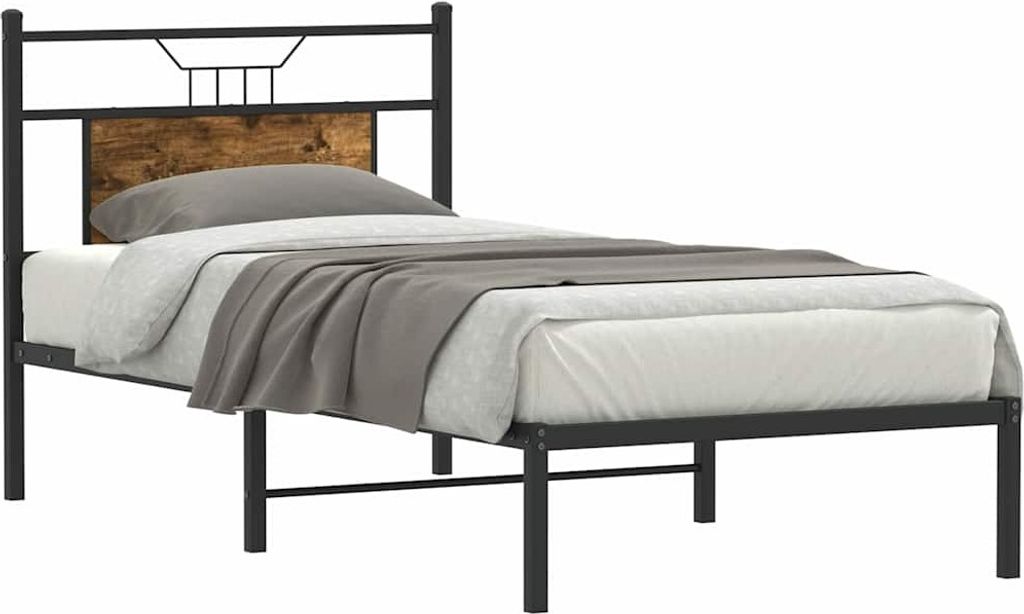 vidaXL Bettgestell ohne Matratze Räuchereiche 75x190 cm Holzwerkstoff
