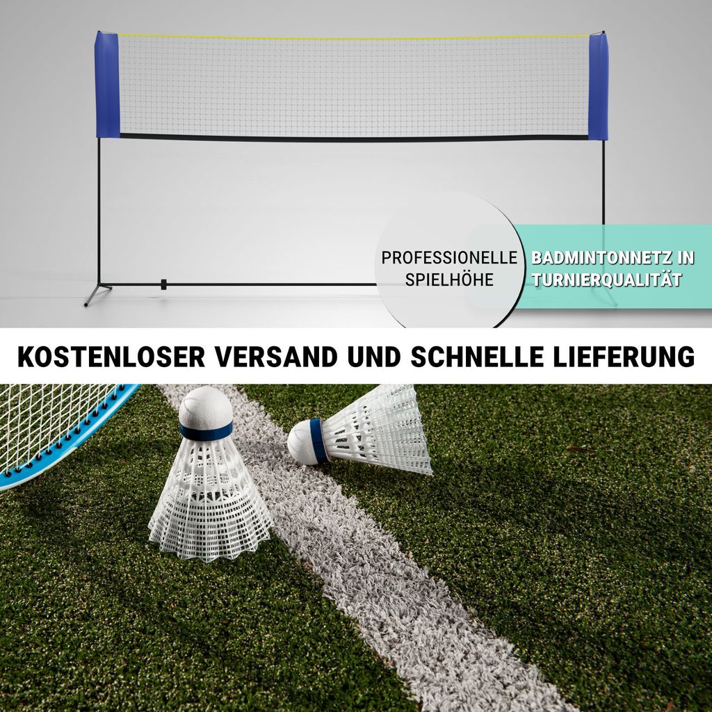 Badmintonnetz 400cm Blau 155cm Höhe einfache Montage robust Produktbild 6