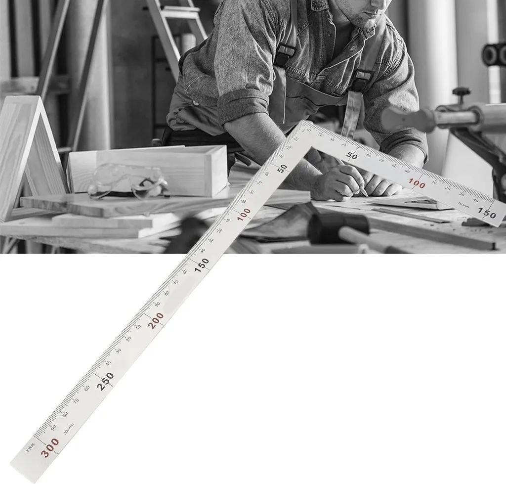 Équerre de menuisier 300mm en L inox - Mesure d'angle 90° double face - 2