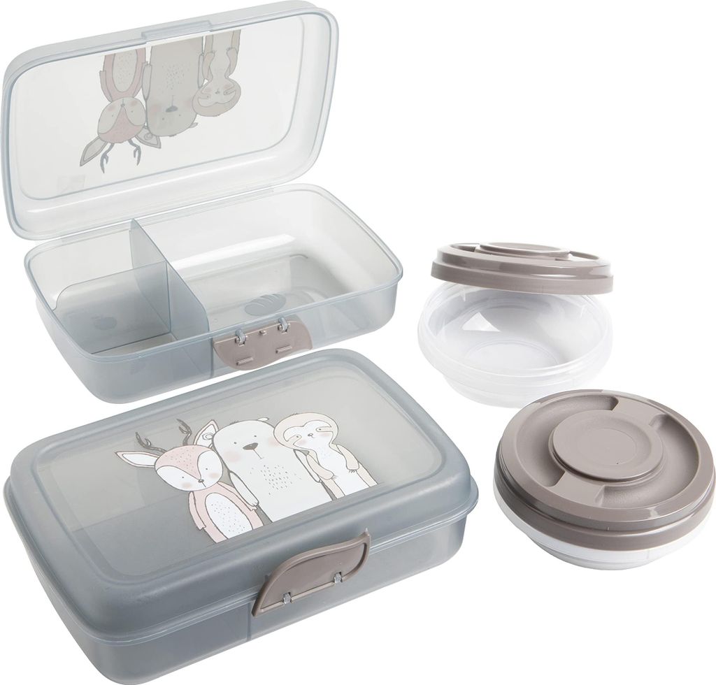 Lunchbox Kinder 2 Brotdosen 2 Fächerdosen Snackbox Trennfächer Clickverschluss