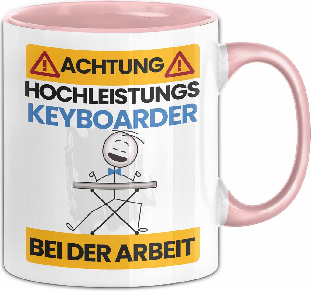 Keyboarder Tasse Geschenk Lustiger Spruch Geschenkidee für Keyboarder Achtung Hochleistungs Keyboarder Bei Der Arbeit (Rosa)