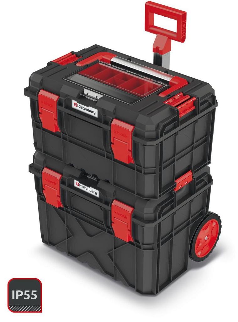 Kistenberg KXBAS604075, Set de box de mobile tools X BLOCK ALU LOG, Schwarz