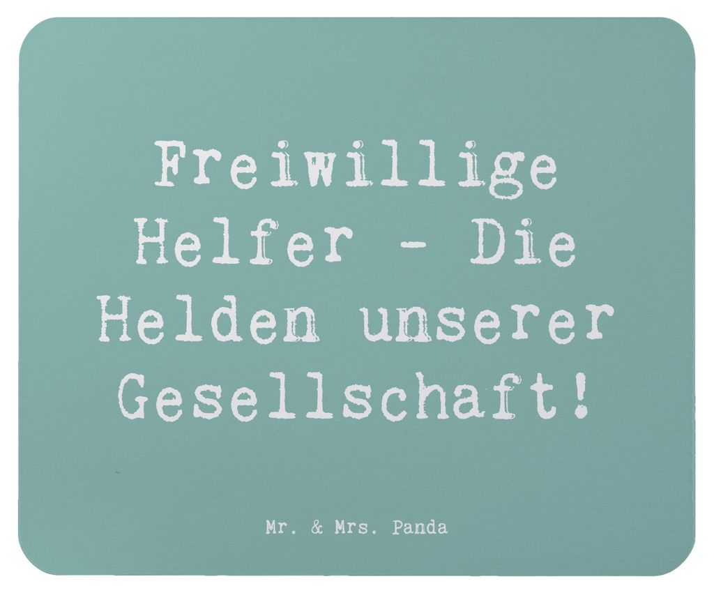 Mr. & Mrs. Panda Mauspad Spruch Freiwilliger Held - Meeresbrise - Geschenk, Aufmerksamkeit, Mousepad, Handgefertigt, Dankeschön, Bedanken, Gemeinw...