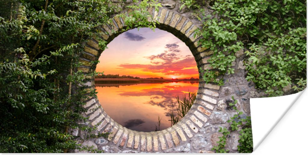 MuchoWow Poster Meer - Sonnenuntergang - Ausblick 40x20 cm - Poster für die Wand - Poster Schlafzimmer