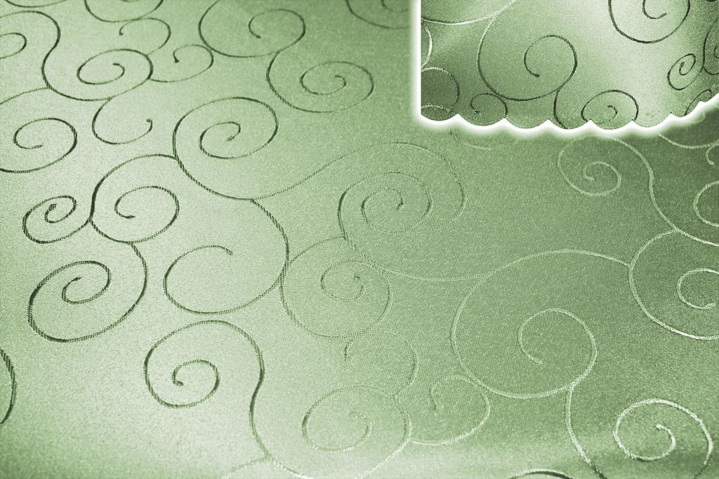 Tischdecke lindgrün oval 160x220 cm damast Ornamente bügelfrei fleckenabweisend