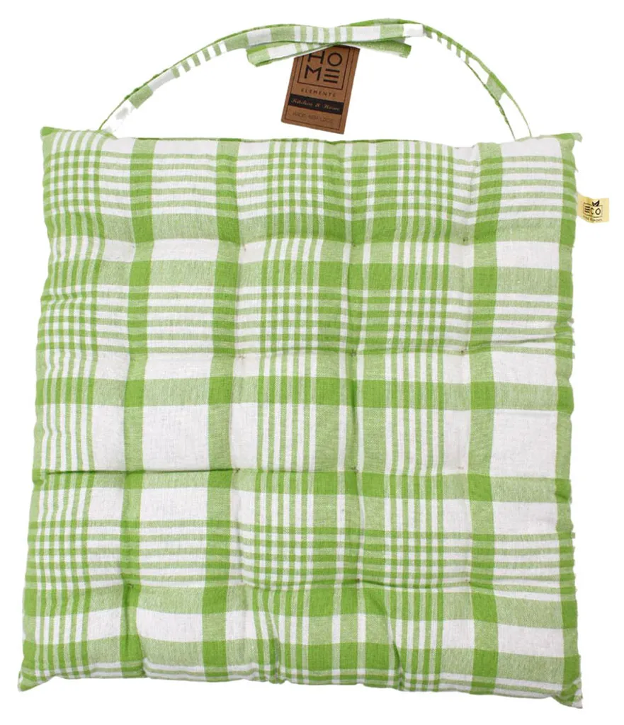 Coussin de siège cube Home Elements vert et blanc - Confort et style