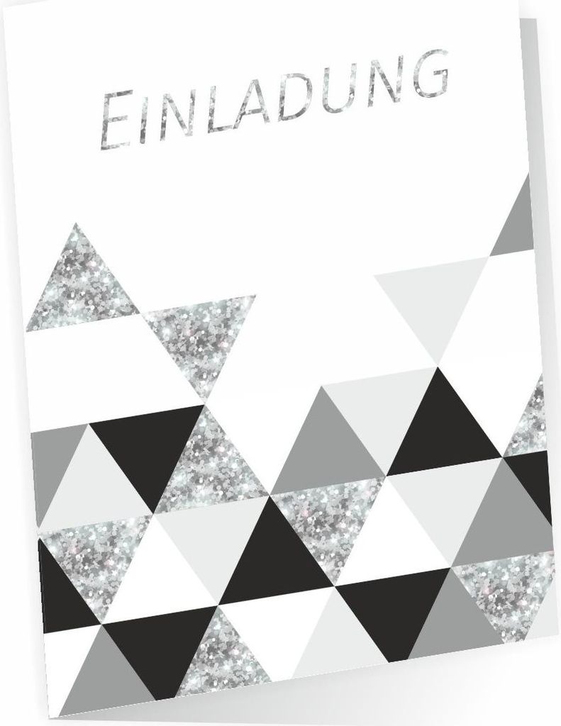 10 Klapp-Einladungskarten Dreiecke Glitzer inkl. 10 weißen Produktbild 