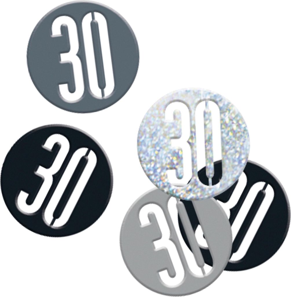 Unique Party 55224, Loses Konfetti, 2 Farben, Geburtstag, 14 g, Glitz Black And Silver 30 Confetti 14Grams