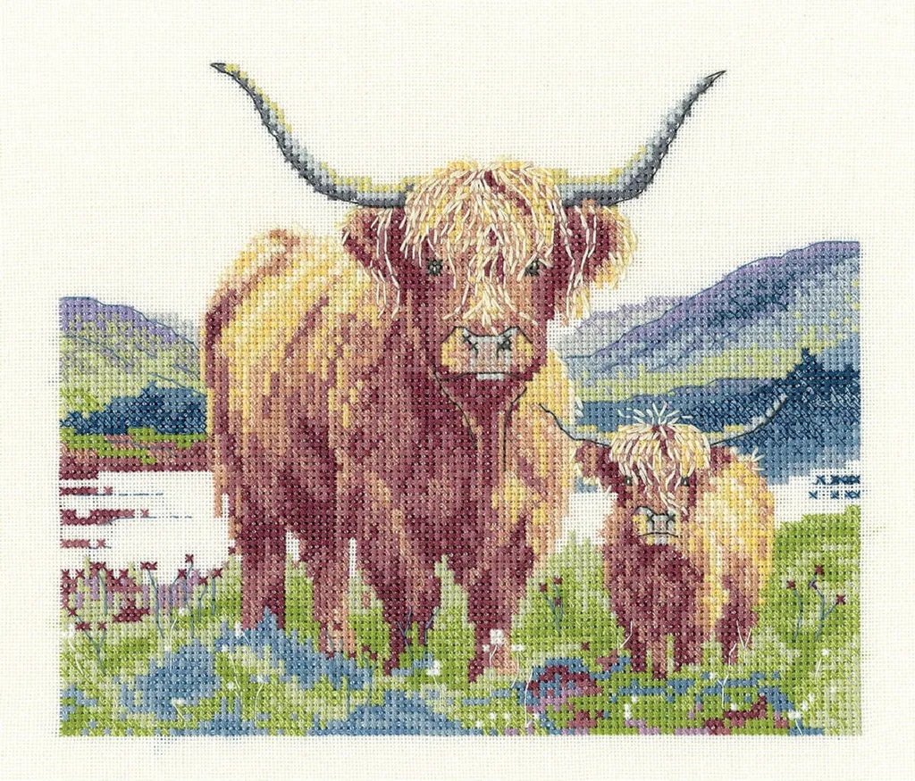 Tableau broderie point de croix Highland Harmony A décoration murale Aida