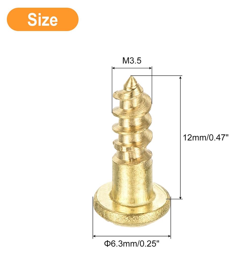 20 Stš¹ck Schlitz Rundkopf Holzschrauben M3,5 x 12mm Messing Linsenkopfschrauben Halbrundkopf Selbstschneidende Schraube