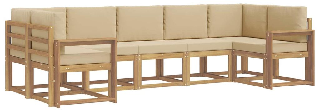 vidaXL Outdoor-Sofagarnitur mit Kissen 7 pcs Weiß und Beige