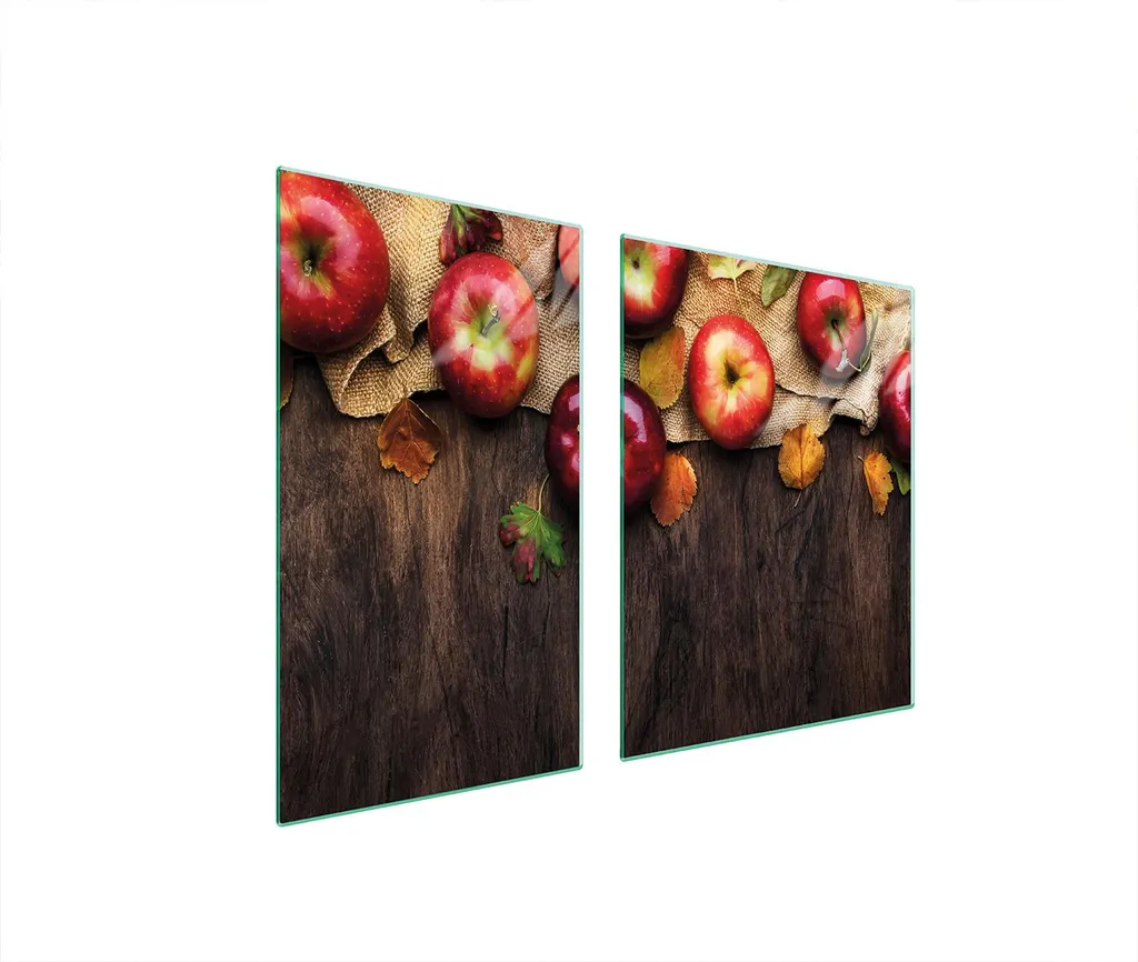 Piastre copri fornelli 2 pezzi 100x52 Copri piano cottura in ceramica tagliere in vetro mele legno
