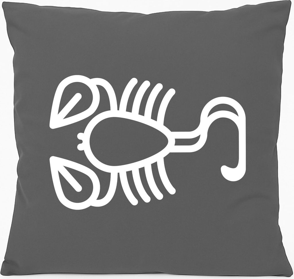 Huuraa Sofakissen Skorpion Sternzeichen Symbol Geschenk 40x40cm mit Füllung Steel Grey Baumwolle Skorpion Mitbringsel