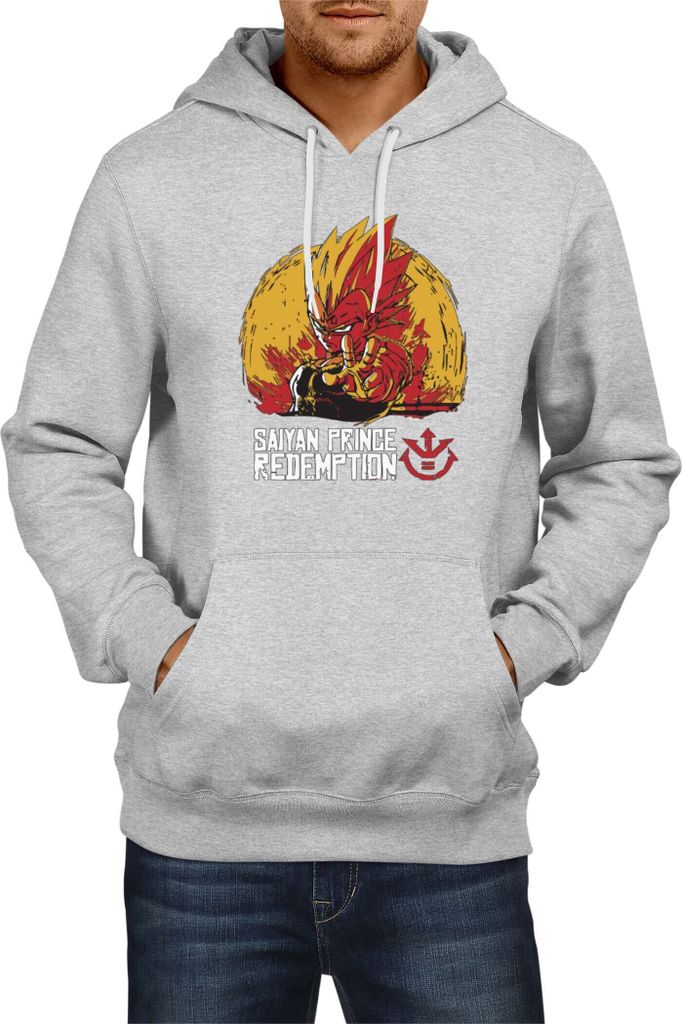 Herren Kapuzenpullover Dragon Anime Manga Ball Z Vegeta Prince, Man XL / Grau