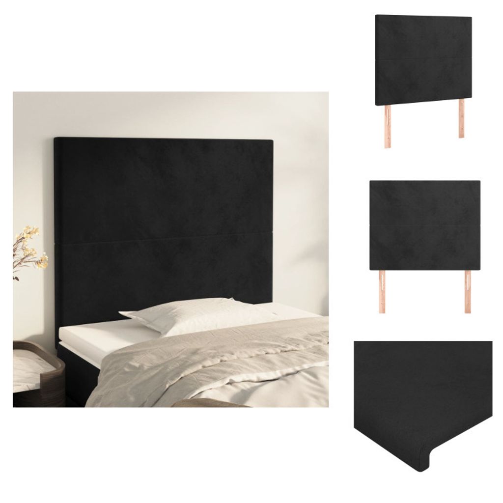 vidaXL Kopfteile 2 Stk. Schwarz 80x5x78/88 cm Samt - Kopf- & Fußenden