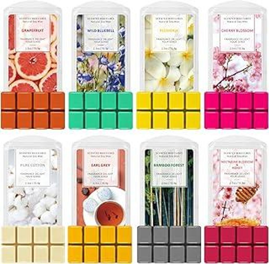 SCENTORINI Duftwachs für Duftlampe, Herbst- und Winterduft, 8 Stück, Sojawachs Wax Melt, Raumdüfte Duftwachswürfel für Kerzen Wärmer, Grapefr...
