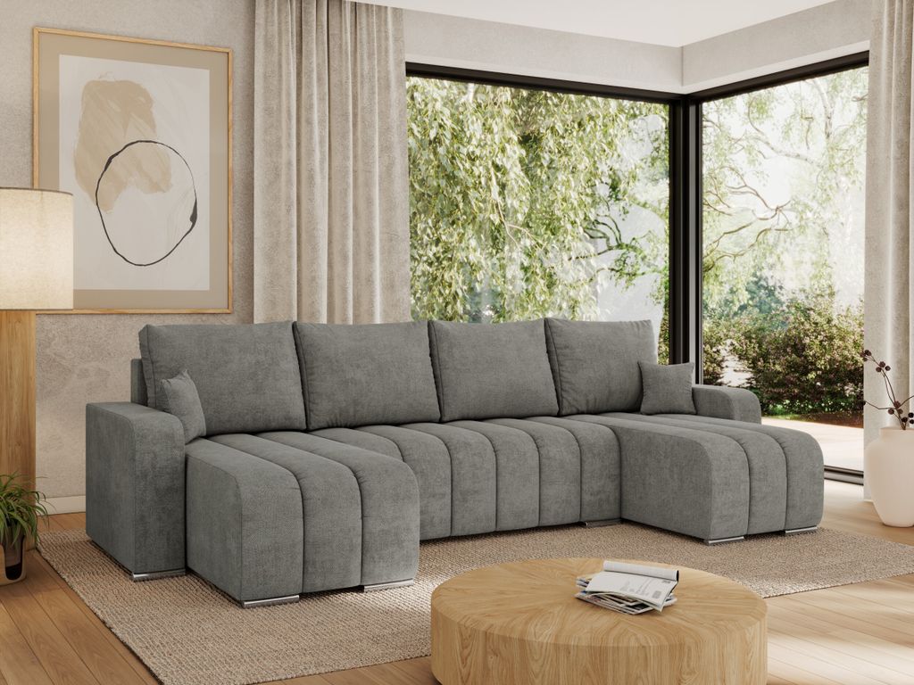 MKS MEBLE Sofa mit Schlaffunktion - Ecksofa mit Schlaffunktion und Bettkasten - Sofa 5 Sitzer - Schlafsofa - Couch - Schlafsofa mit Bettkasten - Ki...