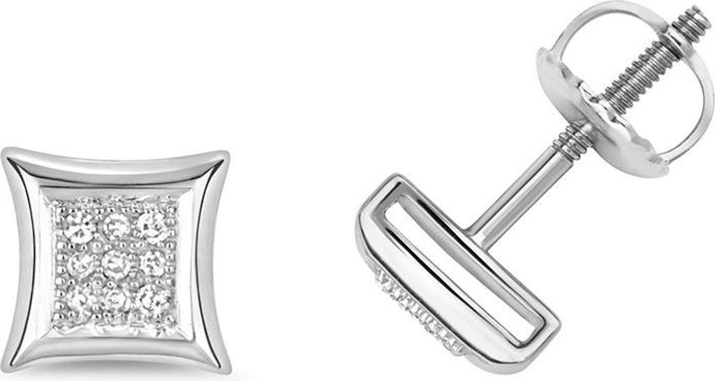 9 Karat (375) Weißgold Damen - Diamant Ohrstecker Brillant-Schliff 0.06 Karat GH - SI - 7mm*7mm; TRS25299KW