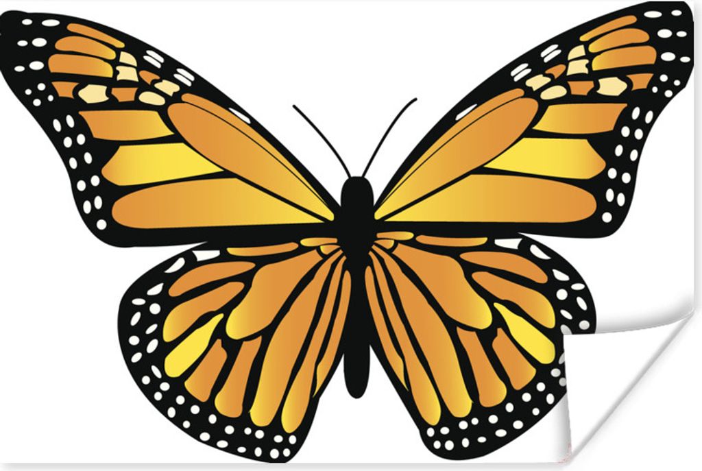 MuchoWow Poster Eine Illustration eines gelb-orangenen Schmetterlings 30x20 cm - Plakate - Print