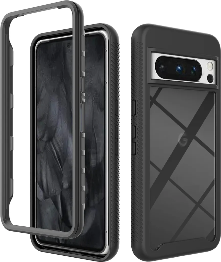 Google Pixel 8 Pro Case, Hybrid Transparent Back TPU Bumper Custodia protettiva antiurto per Google Pixel 8 Pro Nero