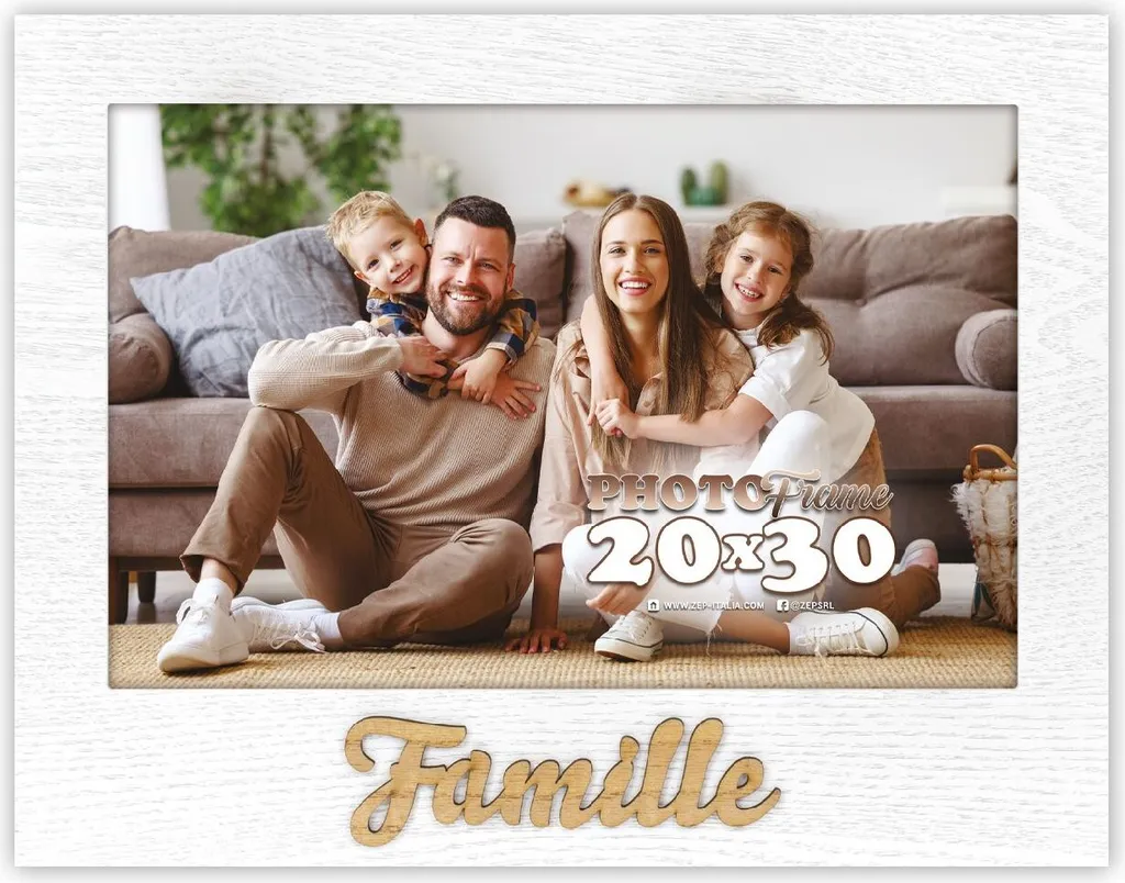 Zep Famille Cornice Legno 20x30 Bianca - Regalo Perfetto per Ricordi