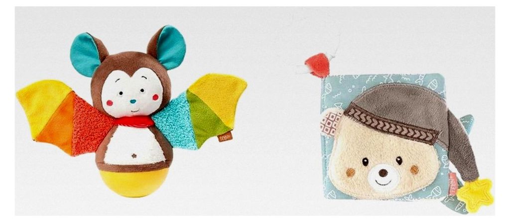 Wackelfigur Baby Fledermaus & Soft Bilderbuch Bruno – Fühlbuch aus Stoff mit Tiermotiven