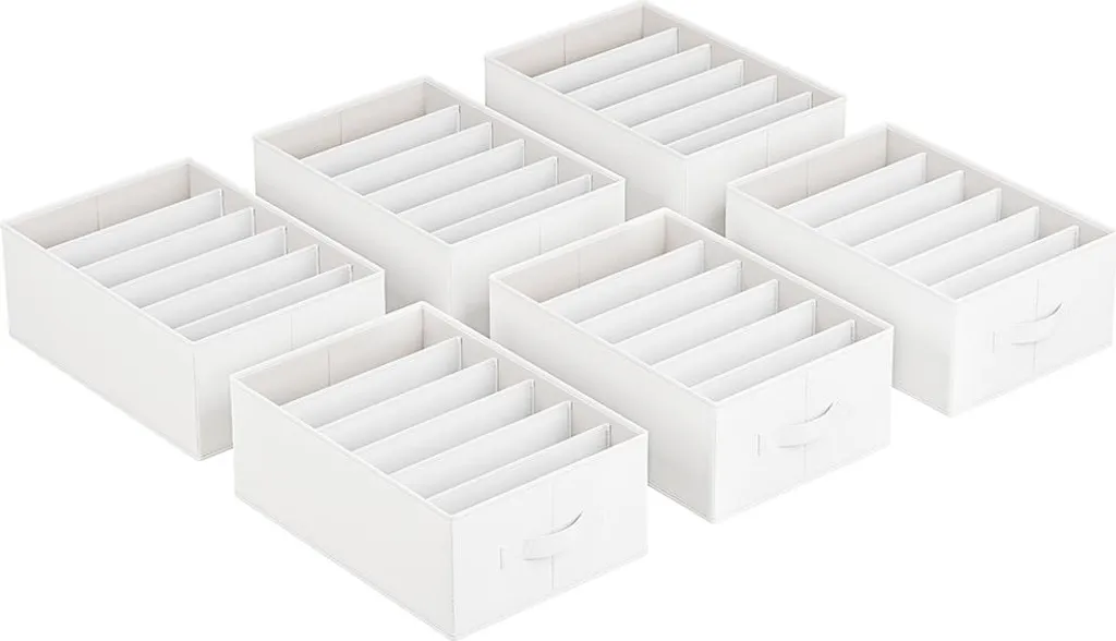 Organiseur de dressing blanc nuage 6 bacs de rangement empilables 42x30x17