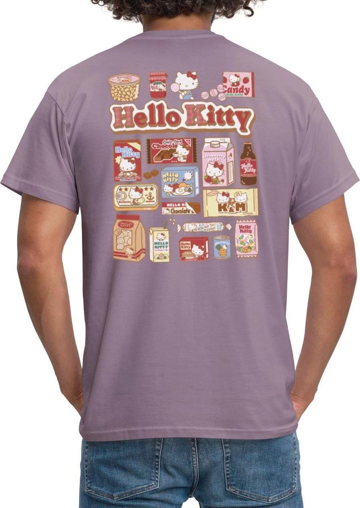 Spreadshirt Hello Kitty Snack Collage Männer T-Shirt, S, Lilagrau