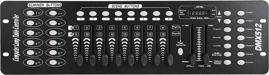 Contrôleur DMX 192 canaux compact avec 8 curseurs pour régie de scène