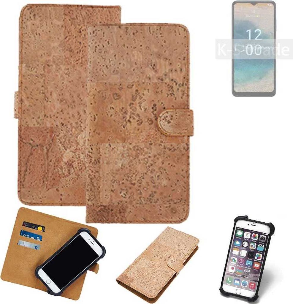 K-S-Trade Hülle kompatibel mit Nokia G22 Kork Handyhülle Cover Schutzhülle TPU Case Bumper in Hellbraun, (1x)