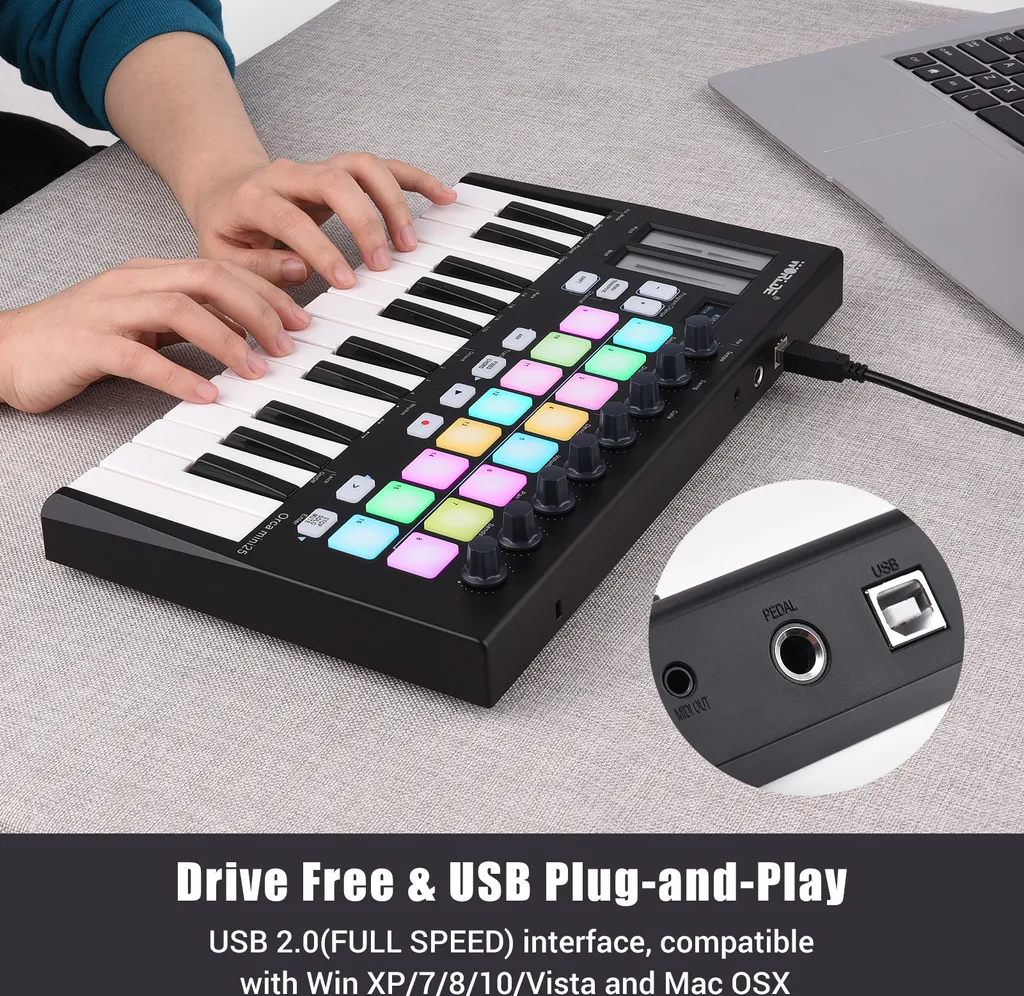 Mini Clavier MIDI USB Orca25 : La Solution Compacte pour Créer Partout - 8